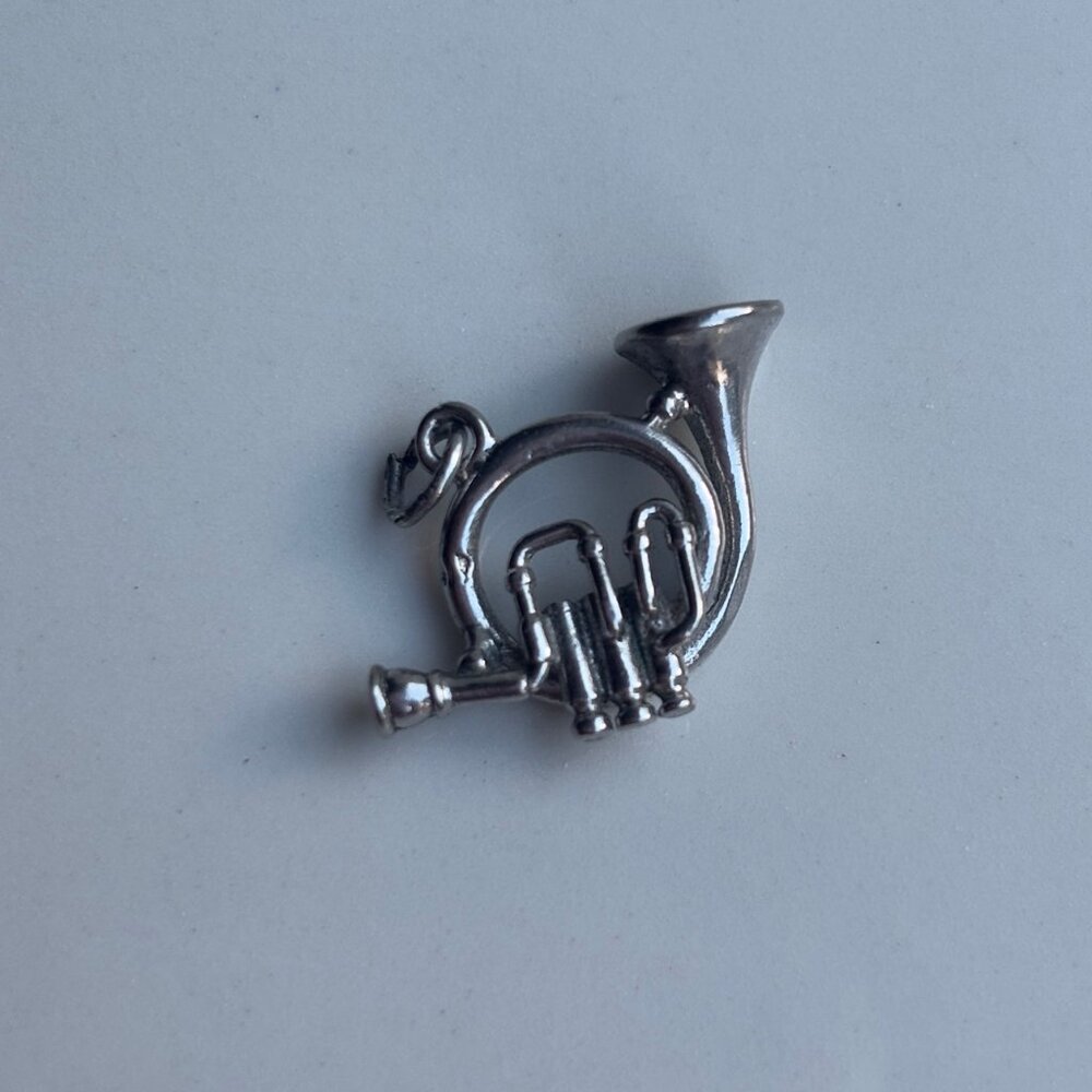 Vintage French Horn Charm 925 Sterling Silver Marked Sterling
